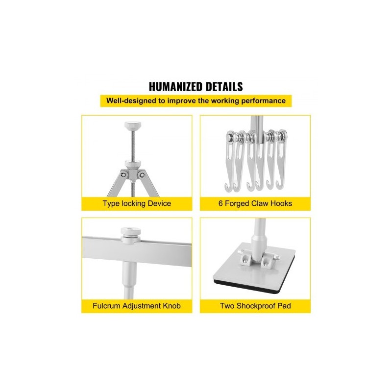 Lommonoitinvipu alumiiniseosta 110 cm kaksivartinen autokorin oikaisuun säädettävillä tukijaloilla