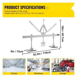 Lommonoitinvipu alumiiniseosta 110 cm kaksivartinen autokorin oikaisuun säädettävillä tukijaloilla