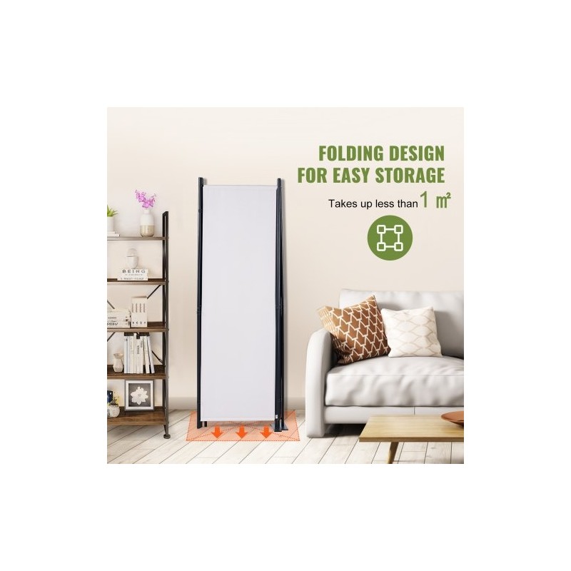 Tilanjakaja 4-paneelinen hiiliteräsrunko 180g polyesterikangas taitettava 224 cm leveä 171 cm korkea