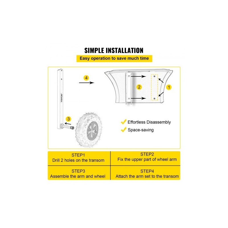 Peräpeiliin asennettava veneen kuljetuspyöräsarja 12 tuuman ilmakumirenkailla alumiiniseosvarret 4 pikalukitustappia 272 kg