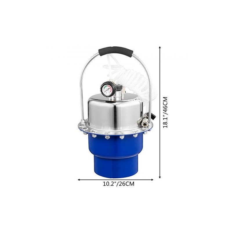 Paineilmainen jarrujen ja kytkimen ilmaussarja viiden litran säiliöllä manometrilla