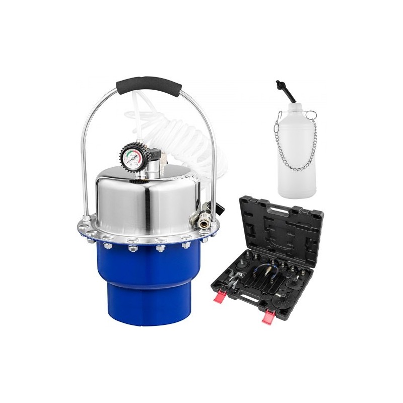 Paineilmainen jarrujen ja kytkimen ilmaussarja viiden litran säiliöllä manometrilla