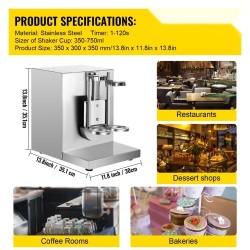 Maitoteen ravistelukone ruostumattomasta teräksestä sähköinen tuplarunkoinen 120W kaksi 750 ml kuppia