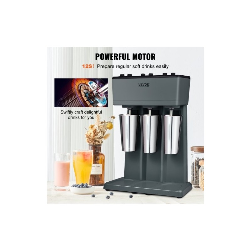 Pirtelökone ruostumatonta terästä kolmipäinen kolmella 820 millilitran kupilla