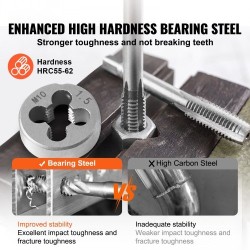 Kierretappi- ja kierretalasarja laakeriterästä 60 osaa ulko- ja sisäkierteille