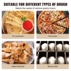 Automaattinen pizzataikinanlevytin 201-ruostumaton teräsrunko 3–12 tuuman pizzapohjille säädettävä 1–5,5 mm