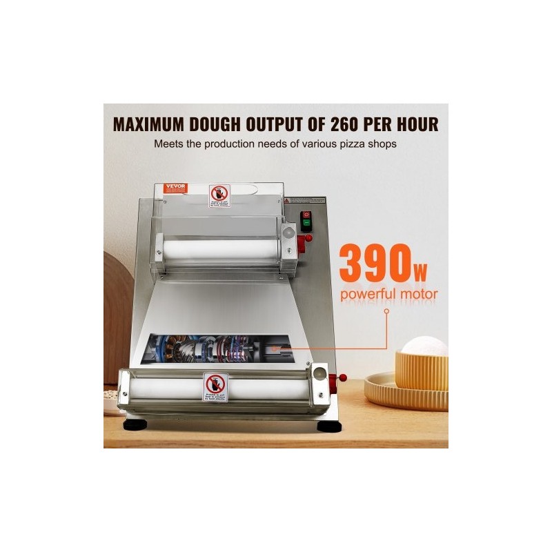 Taikinan kaulin sähköinen 201-ruostumaton teräsrunko 3–15 tuumaa 1–5,5 mm ammattikäyttöön