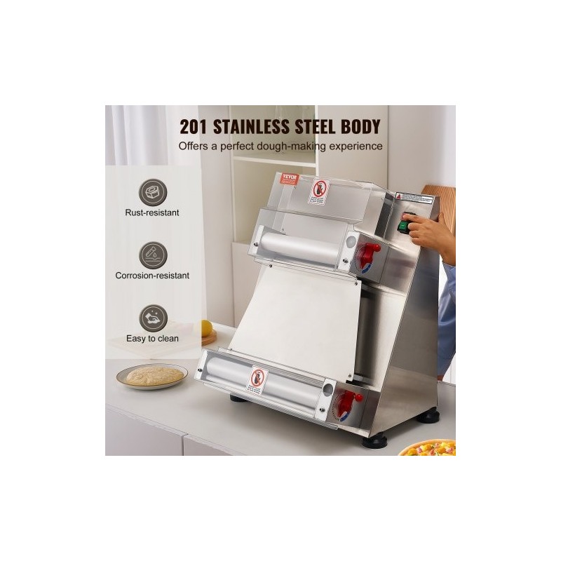 Taikinan kaulin sähköinen 201-ruostumaton teräsrunko 3–15 tuumaa 1–5,5 mm ammattikäyttöön