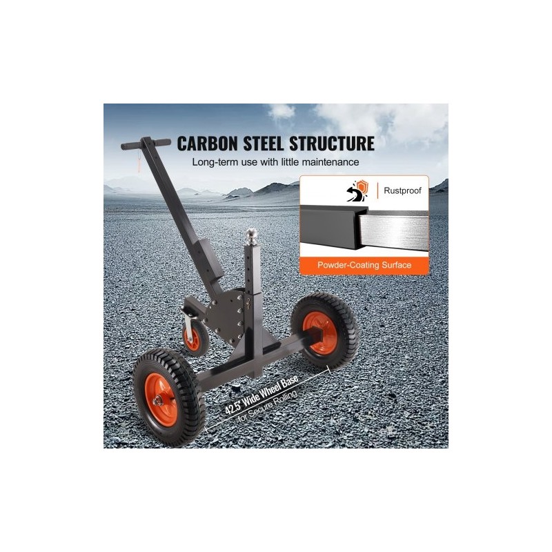 Perävaunun siirtäjä hiiliteräs 680 kg 60–90 cm kuula 16 tuuman renkailla