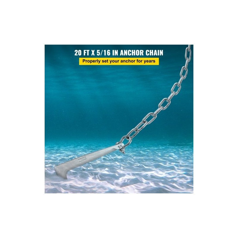 Ankkurikettinki 316-ruostumattomasta teräksestä 6,1 m 8 mm kaksi D-sakkelia pienille veneille