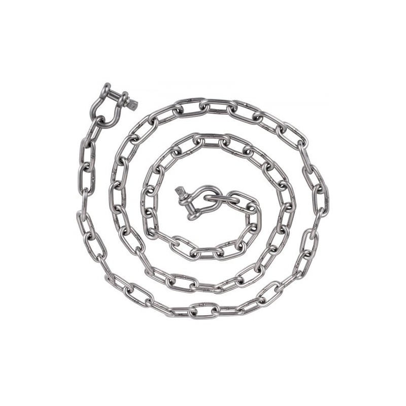 Ankkurikettinki 316-ruostumattomasta teräksestä 6,1 m 8 mm kaksi D-sakkelia pienille veneille