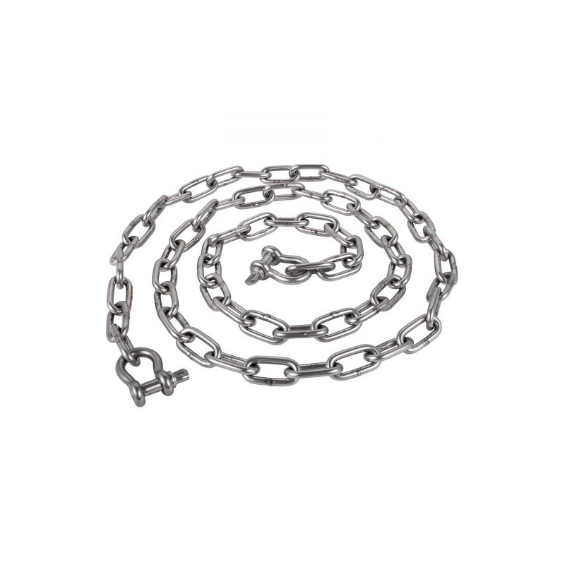 Ankkurikettinki 316-ruostumattomasta teräksestä 6,1 m 8 mm kaksi D-sakkelia pienille veneille