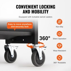 Kirjavaunu hiiliterästä 3 W-muotoista hyllyä 150 kg 4 pyörää 2 lukittavaa