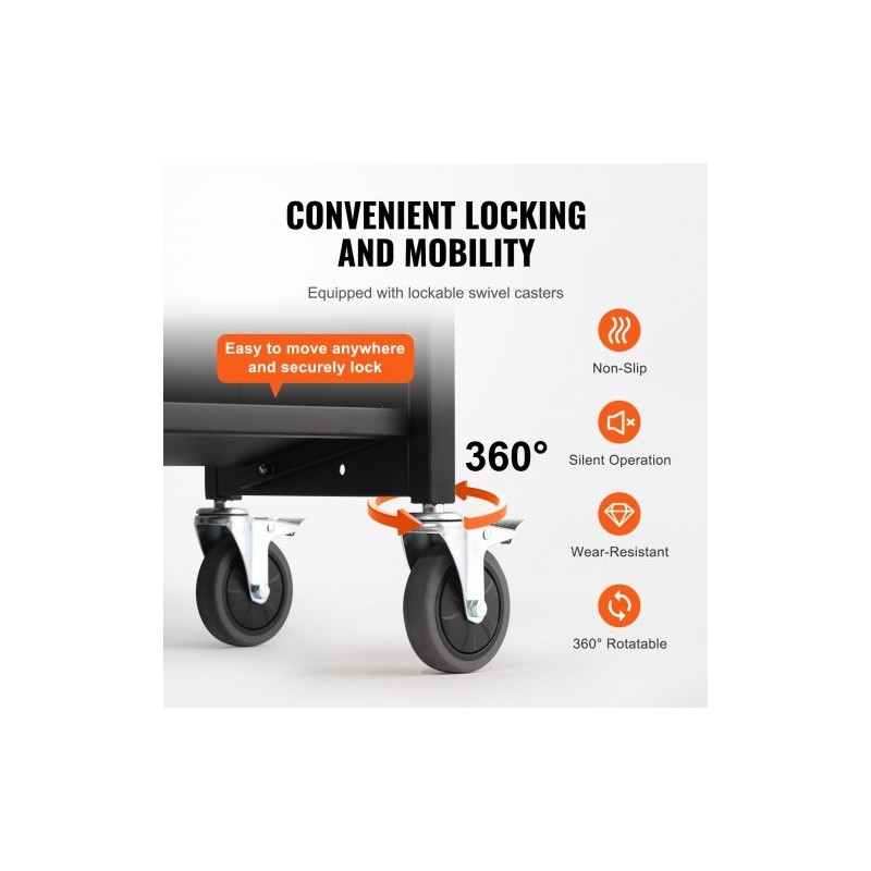 Kirjavaunu hiiliterästä 3 W-muotoista hyllyä 150 kg 4 pyörää 2 lukittavaa