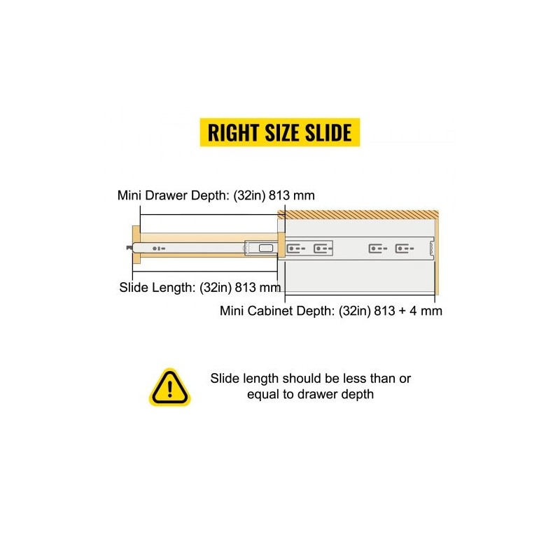 Raskaan käytön laatikkokiskosarja kylmävalssattu teräs 81,3 cm 226,8 kg 1 pari