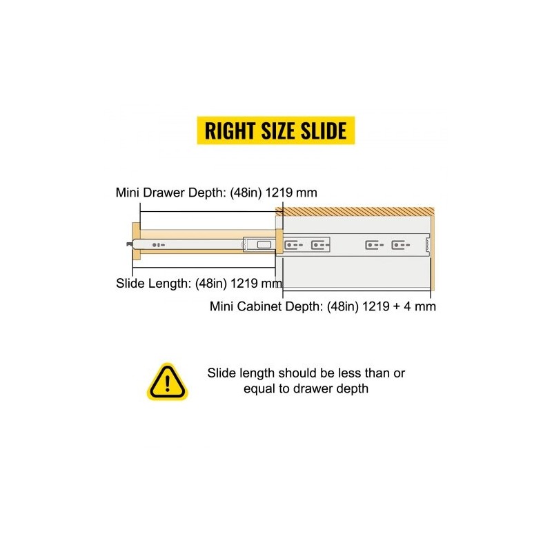 Raskaan käytön laatikkokiskosarja kylmävalssattu teräs 48 tuumaa kokonaan ulos vedettävä pari