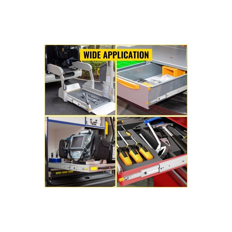 Raskaan käytön laatikkokiskosarja kylmävalssattu teräs 48 tuumaa kokonaan ulos vedettävä pari