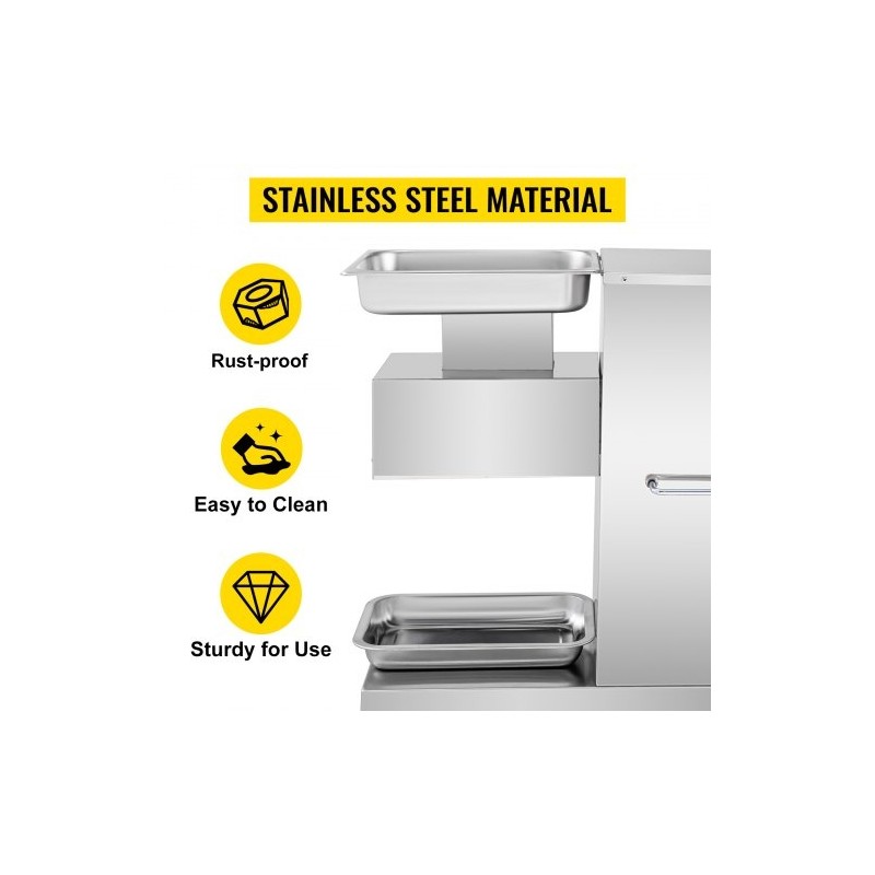 Sähköinen lihaleikkuri ruostumattomasta teräksestä 750 wattia 500 kilogrammaa tunnissa teräväli 3 millimetriä