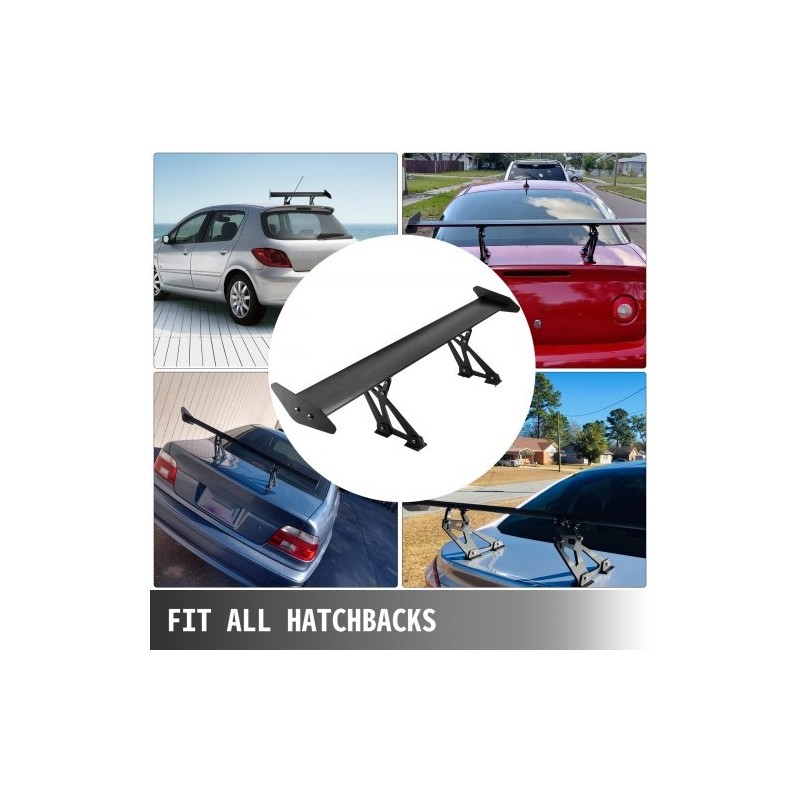 Takasiipi alumiiniseoksinen 111 senttimetriä yksitasoinen musta säädettävillä kannakkeilla hatchbackeihin