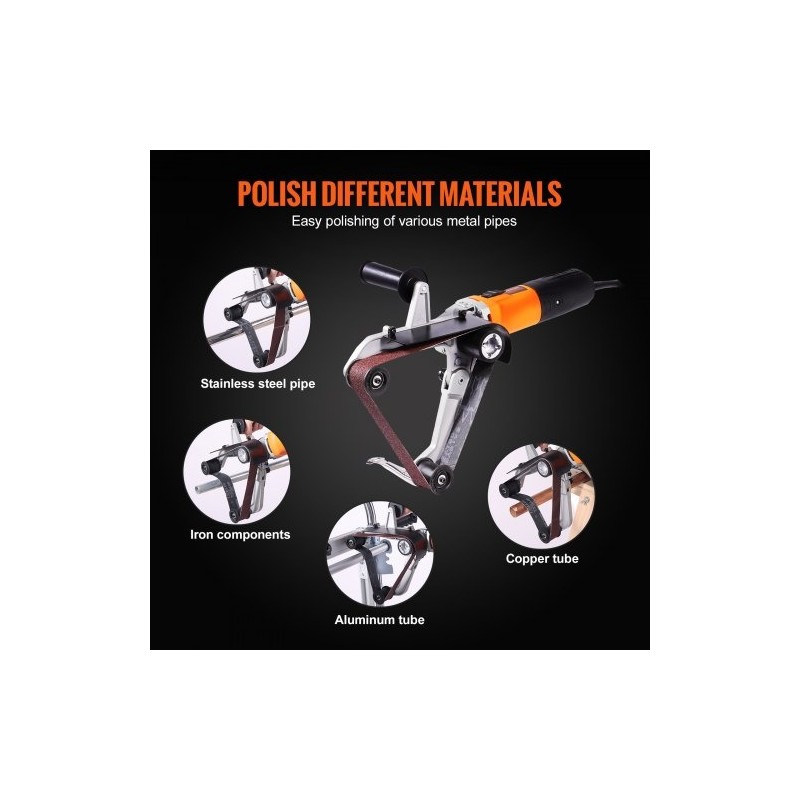 Putkihiomakone 1300 W 6-portainen nopeudensäätö alumiiniseosrunko 3 hiomanauhaa
