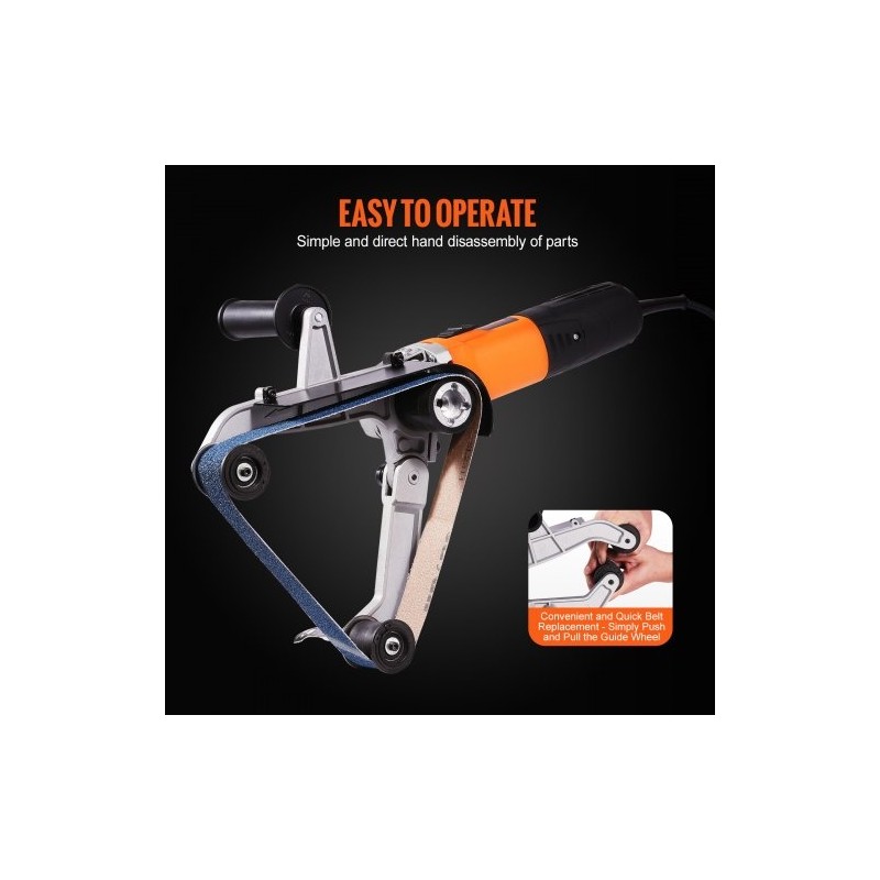 Putkihiomakone 1300 wattia 6-portainen nopeussäätö 100 hiomanauhaa alumiiniseosrunko