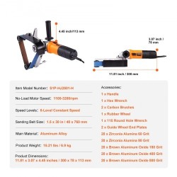 Putkihiomakone 1300 wattia 6-portainen nopeussäätö 100 hiomanauhaa alumiiniseosrunko