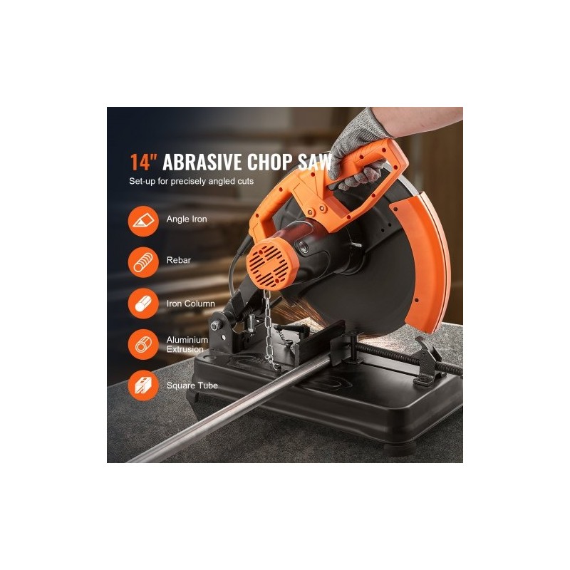 14-tuumainen katkaisusaha metallille 2300 wattia 0–45 asteen puristin 80-hampainen hiomalaikka