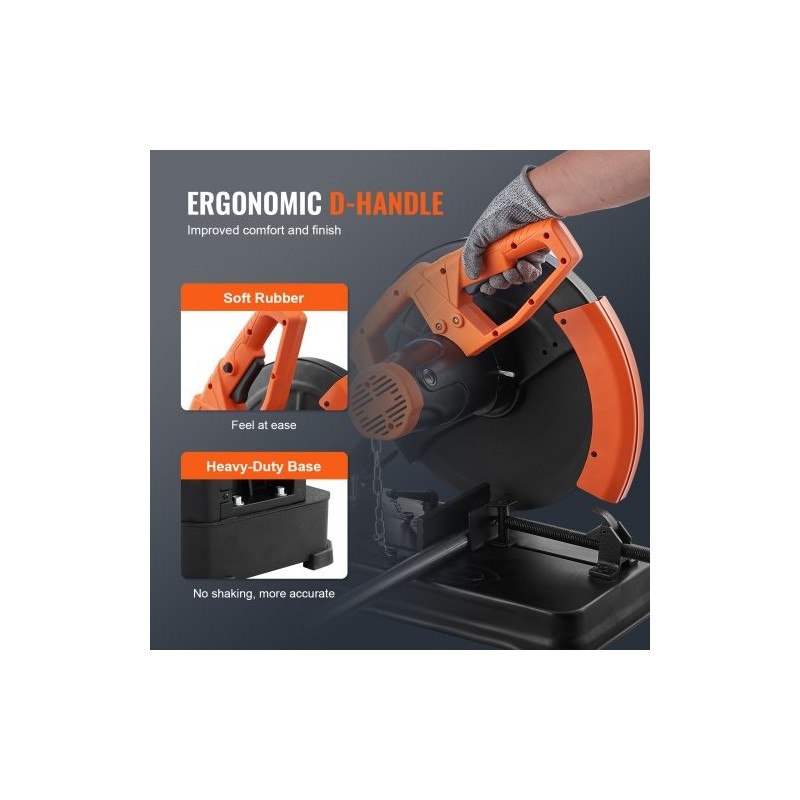 14-tuumainen katkaisusaha metallille 2300 wattia 0–45 asteen puristin 80-hampainen hiomalaikka