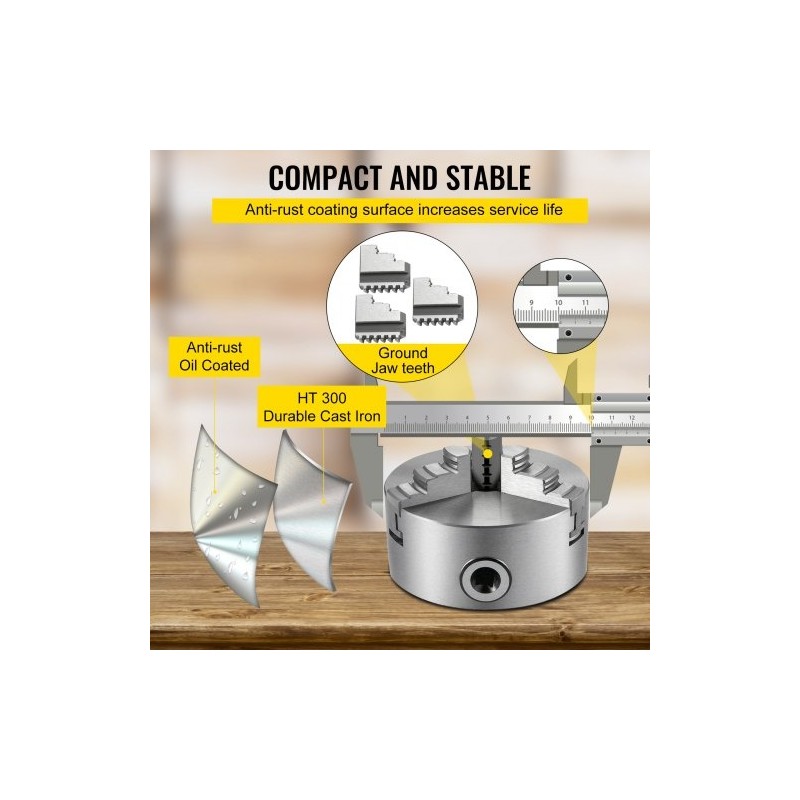 Sorvin istukka karkaistu teräs 100 mm kolmeleukainen itsekeskittyvä kaksi leukasarjaa