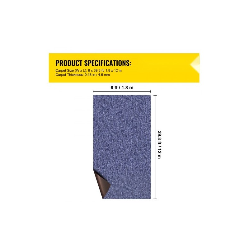Merimatto polyesterikuitu TPR-tausta sininen leveys 6 jalkaa pituus 39,3 jalkaa rullassa liukuestopinta