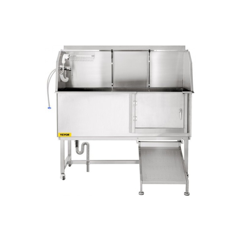 Koiranpesuallas 304-ruostumattomasta teräksestä sopii 150 cm lemmikeille liukuovella hanalla ja suihkulla