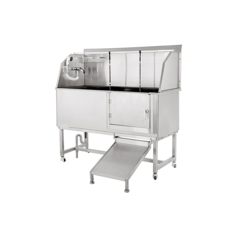 Koiranpesuallas 304-ruostumattomasta teräksestä sopii 150 cm lemmikeille liukuovella hanalla ja suihkulla