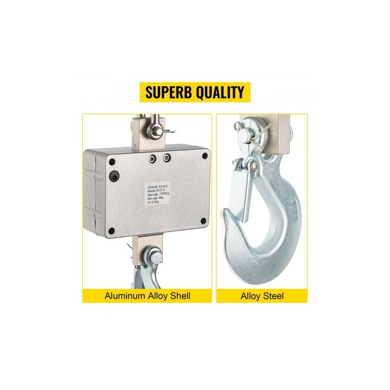 Ripustettava nosturivaaka digitaalinen 1000 kg alumiinirunko LED-näyttö kauko-ohjain