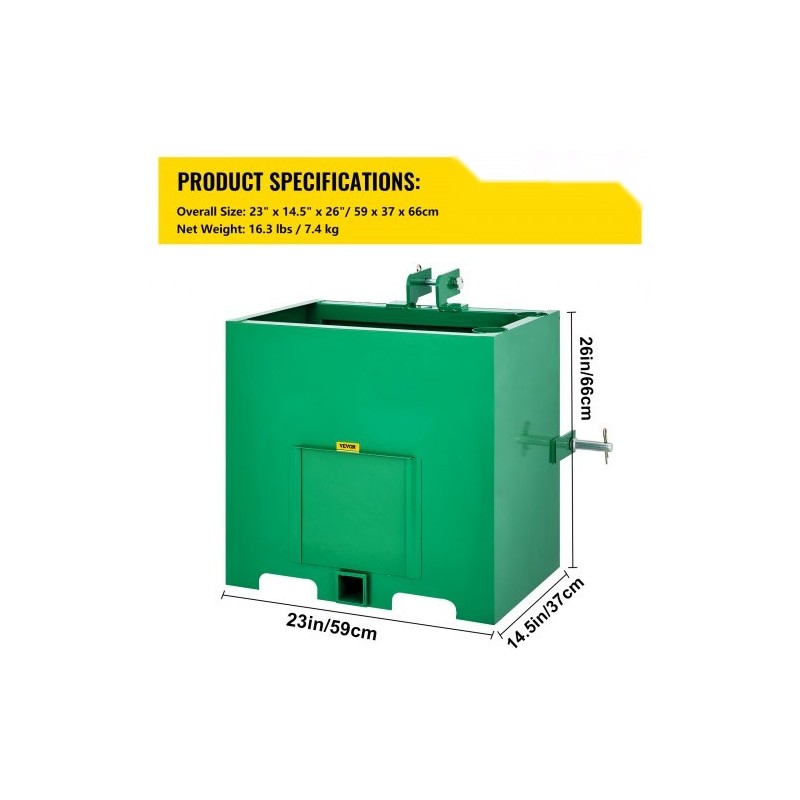 Vastapainolaatikko teräs tilavuus viisi kuutiojalkaa kahdeksansadan paunan nostokyky kahden tuuman vetokoukku