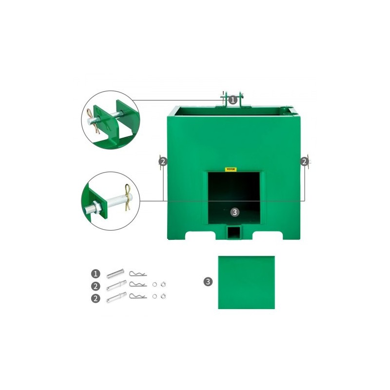 Vastapainolaatikko teräs tilavuus viisi kuutiojalkaa kahdeksansadan paunan nostokyky kahden tuuman vetokoukku