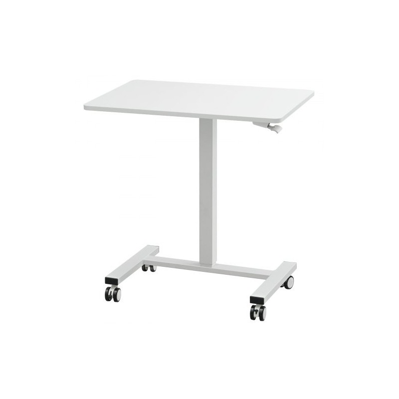 Korkeussäädettävä istuma-seisomatyöpöytä lastulevy pöytätaso hiiliteräsjalat kaasujousi 4 kääntyvää pyörää 2 lukittavaa