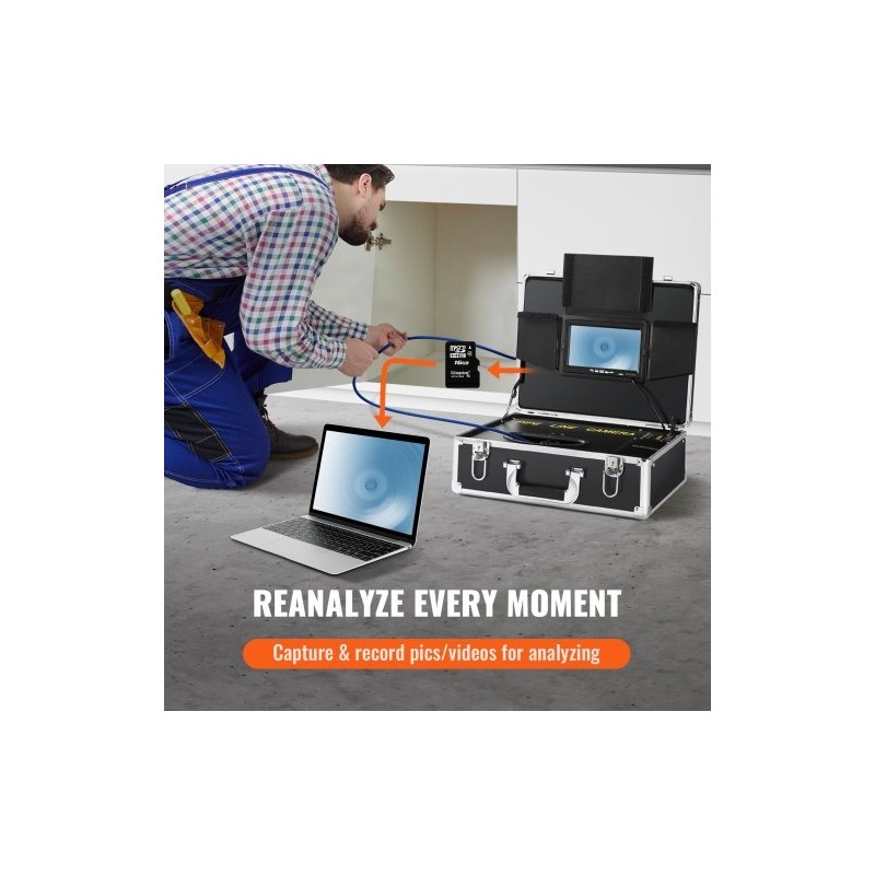 Viemärikamera putkien tarkastukseen 7 tuuman näyttö 1000TVL 30 metrin kaapeli