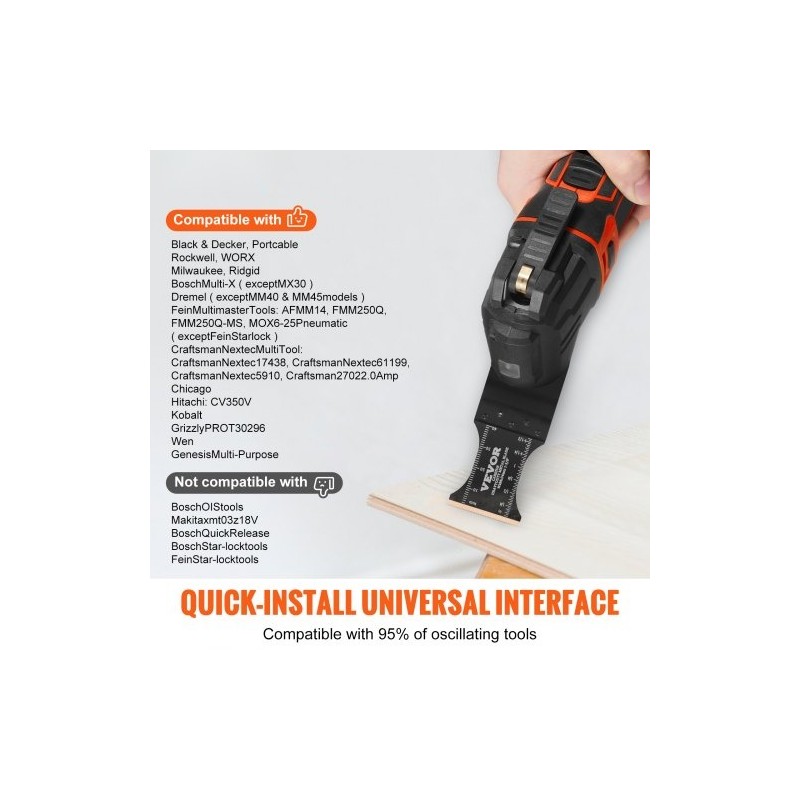 Värähtelevän monitoimityökalun titaanikarbidi-terässeosiset 3 kpl terät yleispikakiinnitys kovalle materiaalille metallille ja