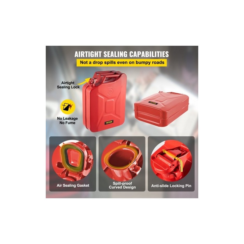 Teräksinen 20 l jerry-kanisteri 2 kpl punainen joustavalla kaatonokalla