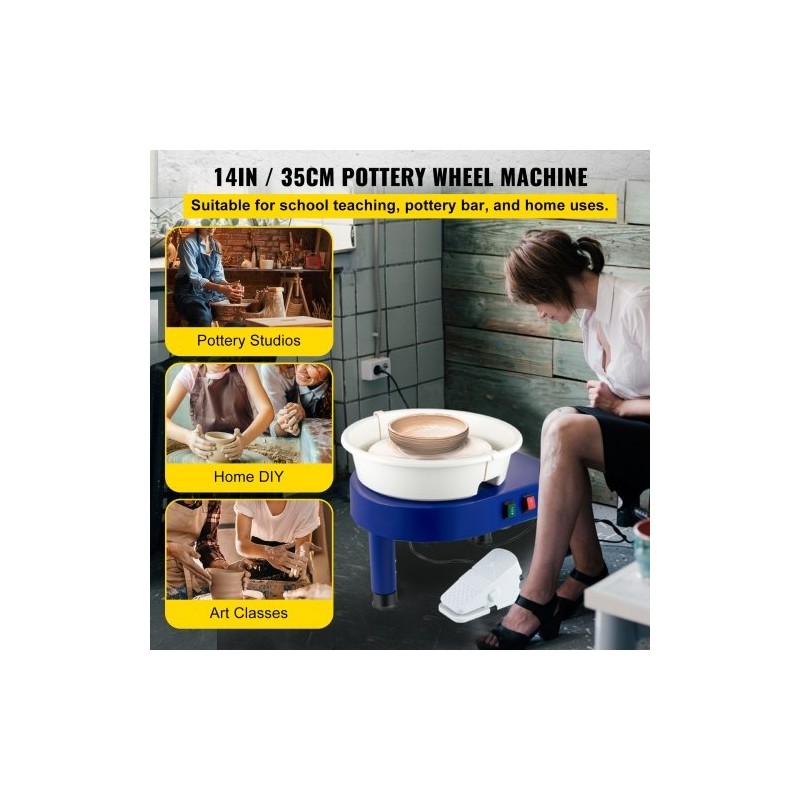 Savenvalantapyörä sähköinen 35 cm alumiinipyöröpöytä irrotettava allas jalkapoljin