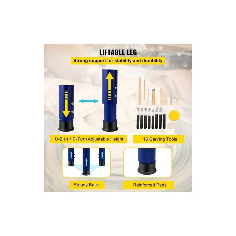 Savenvalantapyörä sähköinen 35 cm alumiinipyöröpöytä irrotettava allas jalkapoljin