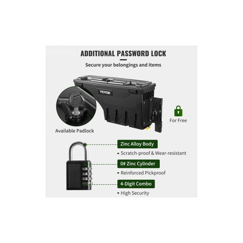 Lavaan asennettava säilytyslaatikko ABS-muovi ja hiiliteräs 25 L lukolla matkustajan puoli