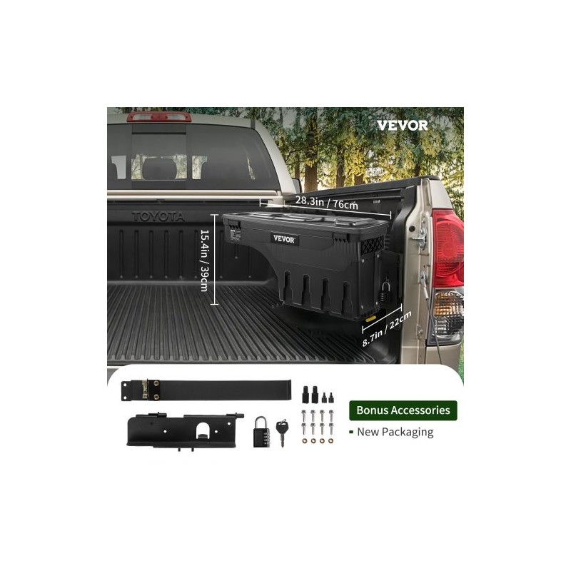 Lavaan asennettava säilytyslaatikko ABS-muovi ja hiiliteräs 25 L lukolla matkustajan puoli