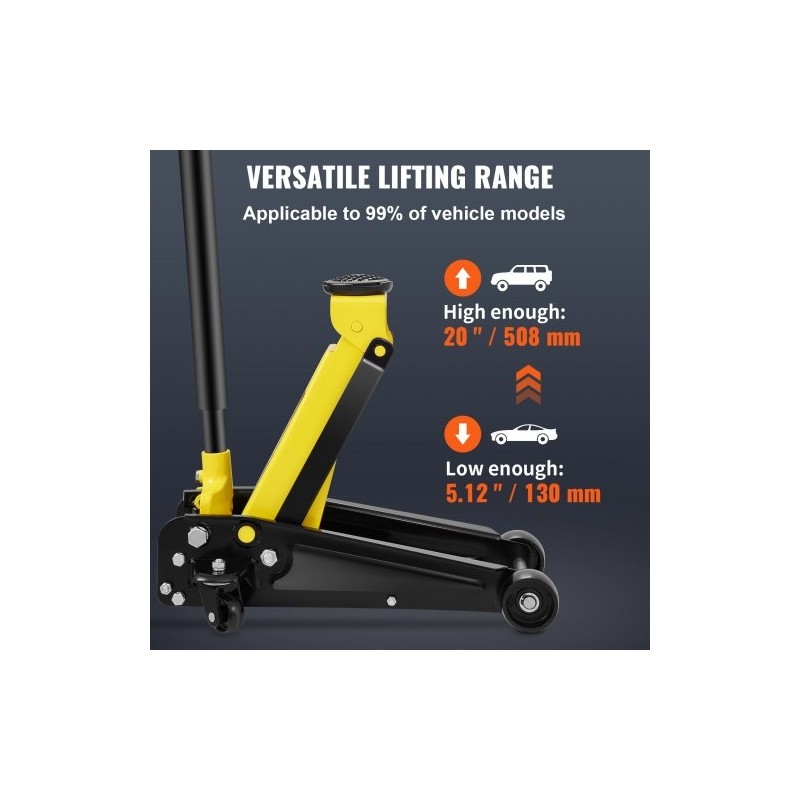 Matalaprofiilinen terästunkki 3 t nostokapasiteetti 130–508 mm nostokorkeus yksimäntäinen pikanostopumppu