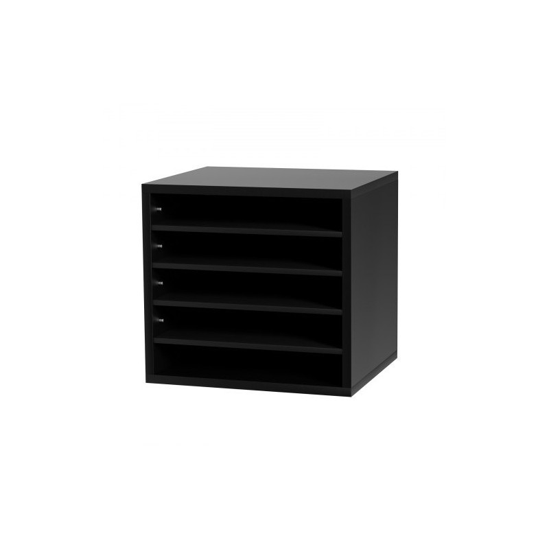 Kirjelajittelija 5 lokeroa säädettävät hyllyt P2-luokan lastulevy MDF 355x305x330 mm musta