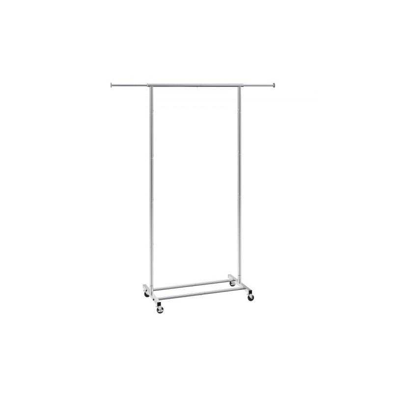 Vaateteline hiiliteräs kromipinnoitteella säädettävä 78–138 cm ylätanko alahylly 4 pyörää 2 lukittavaa