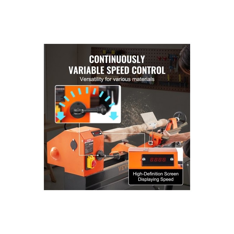 Puusorvi jalustalla 750 wattia 960 mm työpituus 350 mm halkaisija portaattinen nopeussäätö