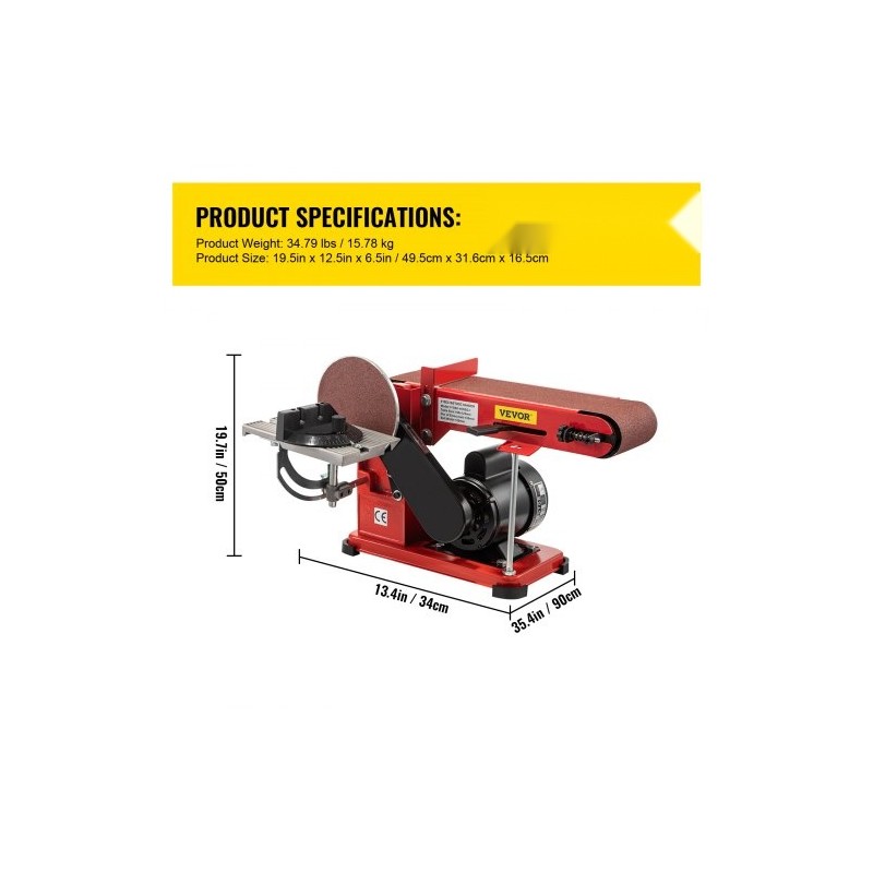 Nauha- ja laikkahiomakone penkille 915x100 mm hihna 150 mm laikka 375W teräsrunko