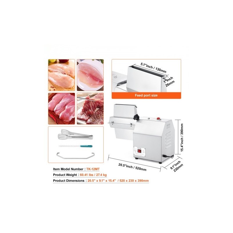 Sähköinen lihanmureuttaja 304-ruostumatonta terästä 750W 67 terää ammattikeittiöille