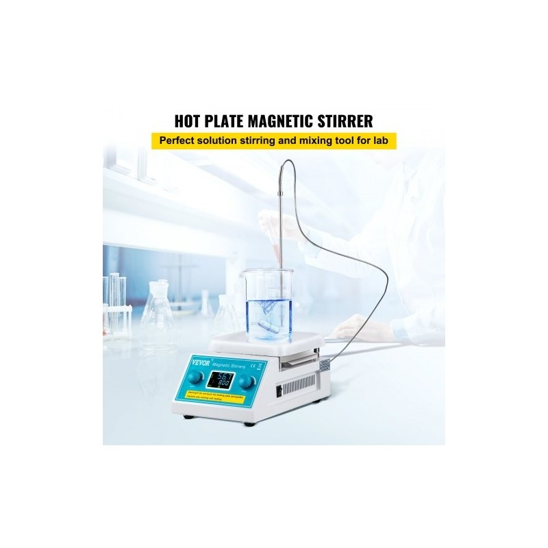 Magneettisekoittaja keraamisella kuumalevyllä digitaalinen 2 l laboratorioon 200–2000 r/min 300 °C